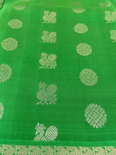 Handloom dark pastel green kanchipuram/Kanchivaram pure silk saree | Silk Mark | Ships from California